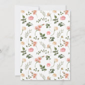 Roze waterverf rozen bloemenkrans bruiloft kaart (Achterkant)