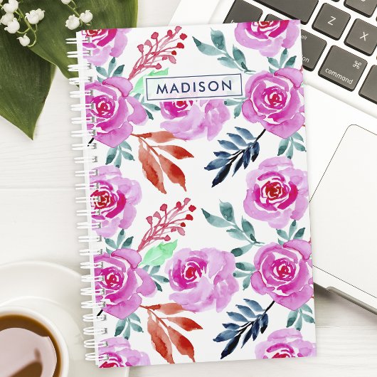 Roze Waterverf Rozen Bloemenpatroon Planner
