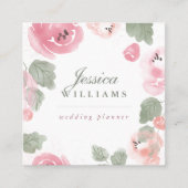 Roze Waterverf Rozen Botanisch Visitekaartje (Voorkant)