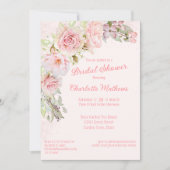 Roze Waterverf Rozen bruids doucheuitnodiging Kaart (Voorkant)