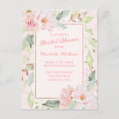 Roze Waterverf Rozen bruids doucheuitnodiging Uitnodiging Briefkaart (Voorkant)