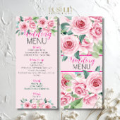 Roze Waterverf Rozen bruiloft Flat Menu