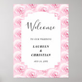 Roze Waterverf Rozen bruiloft Poster (Voorkant)