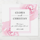 Roze Waterverf Rozen bruiloft Sparkling Wijnetiket (Enkel label)