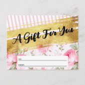 Roze Waterverf Rozen Cadeaubonkaart Briefkaart (Voorkant)