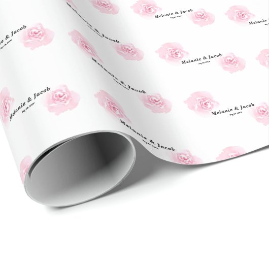 Roze Waterverf Rozen Cadeaupapier (Rol Hoek)