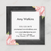 Roze Waterverf Rozen Chalkboard Achtergrond Vierkante Visitekaartje (Achterkant)