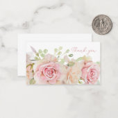 Roze Waterverf Rozen Dank u Notitiekaartje (Voorkant / Achterkant in situ)