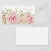 Roze Waterverf Rozen Dank u Notitiekaartje (Voorkant / Achterkant)