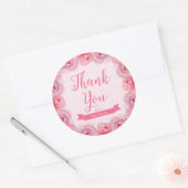 Roze Waterverf Rozen Dank u Ronde Sticker (Envelop)