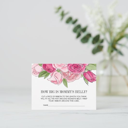 Roze Waterverf Rozen denken dat mama's Belly Game Informatiekaartje (Staand voorkant)