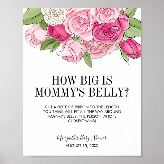Roze Waterverf Rozen denken dat mama's Belly Game Poster (Voorkant)