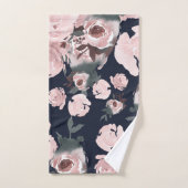 Roze Waterverf Rozen Donkere marineblauw Bad Handdoek (Handdoek)