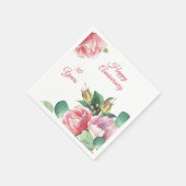 Roze Waterverf Rozen en foliepapier Napkin Servet (Hoek)