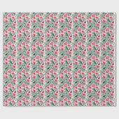 roze waterverf rozen en witte strepen patroon cadeaupapier (Vlak)