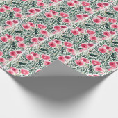 roze waterverf rozen en witte strepen patroon cadeaupapier (Hoek)