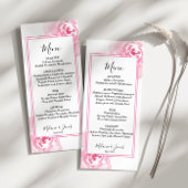Roze Waterverf Rozen Flat Menu Kaart