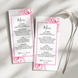 Roze Waterverf Rozen Flat Menu Kaart