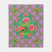 Roze Waterverf Rozen Fleece Deken (Voorkant)
