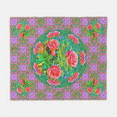 Roze Waterverf Rozen Fleece Deken (Voorkant (Horizontaal))