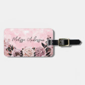 Roze Waterverf Rozen Floral Bagagelabel (Voorkant horizontaal)