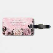 Roze Waterverf Rozen Floral Bagagelabel (Achterkant horizontaal)