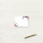 Roze waterverf rozen gepersonaliseerd post-it® notes (Op bureau)