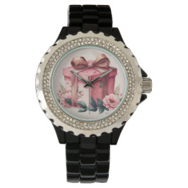 ROZE WATERVERF ROZEN & GESCHENKDOOS HORLOGE