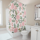 Roze Waterverf Rozen Gold Outline Design Douchegordijn (In situ)