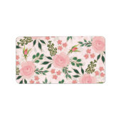 Roze Waterverf Rozen Gold Outline Design Etiket (Voorkant)