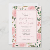 Roze Waterverf Rozen Gold Outline Design Kaart (Voorkant)