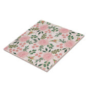 Roze Waterverf Rozen Gold Outline Design Tegeltje (Zijkant)