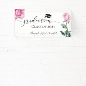 Roze Waterverf Rozen Graduation Party Banner (Insitu)
