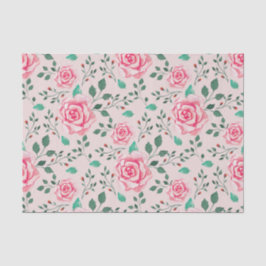 Roze Waterverf Rozen & groen | Blush Pink Tissuepapier