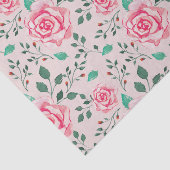 Roze Waterverf Rozen & groen | Blush Pink Tissuepapier (Detail)