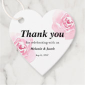 Roze Waterverf Rozen Hart Bedankjes Labels (Voorkant)