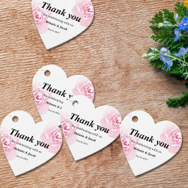 Roze Waterverf Rozen Hart Bedankjes Labels