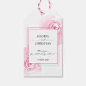Roze Waterverf Rozen Huwelijksgunst en Cadeaulabel (Voorkant)