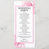 Roze Waterverf Rozen Huwelijksprogramma platte kaa Programmakaart (Achterkant)