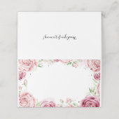 Roze Waterverf Rozen Lijst bruiloft Plaatskaartje (Buitenkant ongevouwen)