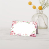 Roze Waterverf Rozen Lijst bruiloft Plaatskaartje (Voorkant)