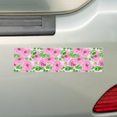 Roze waterverf rozen met bladeren en knoppen bumpersticker (Op auto)