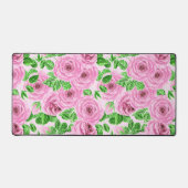 Roze waterverf rozen met bladeren en knoppen bureaumat (Voorkant)