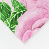 Roze waterverf rozen met bladeren en knoppen fleece deken (Hoek)