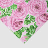 Roze waterverf rozen met bladeren en knoppen tissuepapier (Detail)