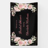 Roze Waterverf Rozen Moody Zwart Vrijgezellenfeest Spandoek (Verticaal)