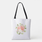 Roze Waterverf Rozen Naam Canvas tas (Achterkant)