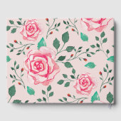 Roze Waterverf Rozen & oliepatroon | Weddenschap Gastenboek (Achterkant)