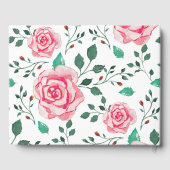 Roze Waterverf Rozen & oliepatroon | Weddenschap Gastenboek (Achterkant)