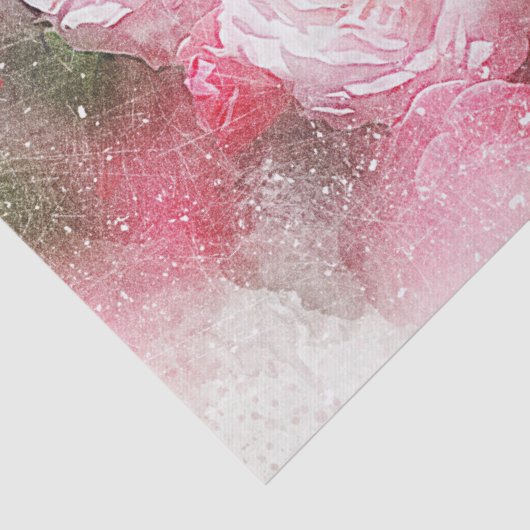 Roze Waterverf Rozen Ontkoppeling Tissuepapier (Detail)